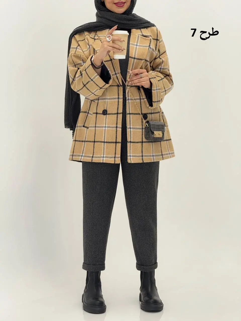 3568-کت چهارخونه شکلات